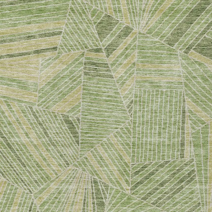 Green And Olive Green Geometric Washable Indoor Outdoor Area Rug Photo 7