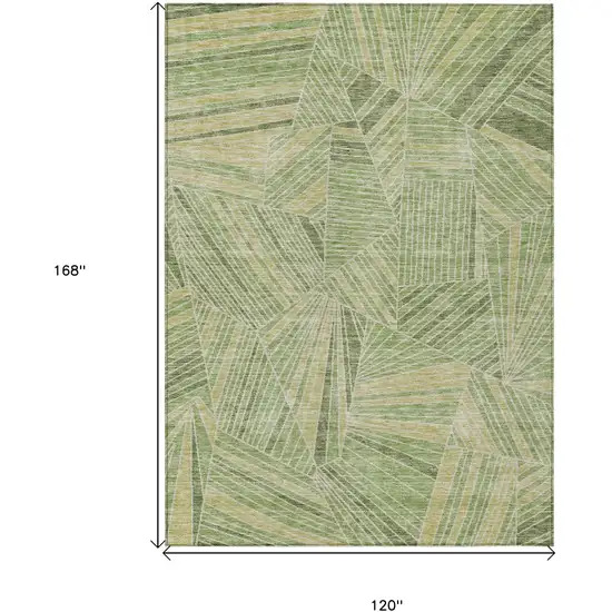 Green And Olive Green Geometric Washable Indoor Outdoor Area Rug Photo 3