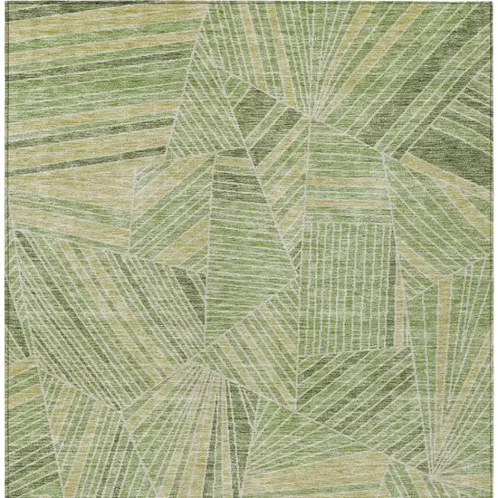 Green And Olive Green Geometric Washable Indoor Outdoor Area Rug Photo 8