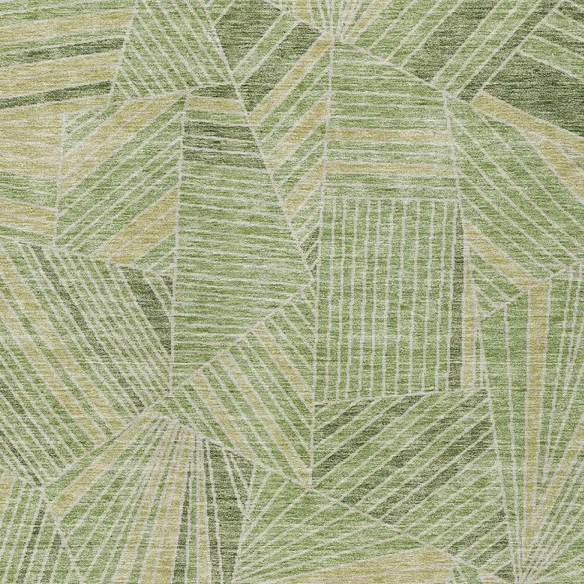Green And Olive Green Geometric Washable Indoor Outdoor Area Rug Photo 7