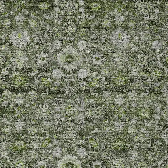 Green And Olive Green Oriental Washable Indoor Outdoor Area Rug Photo 5