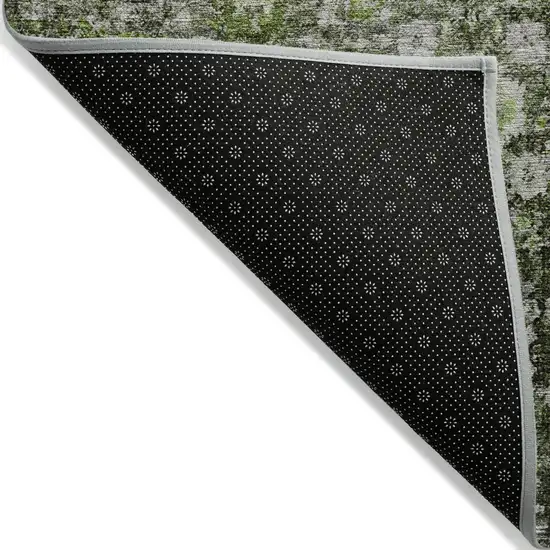Green And Olive Green Oriental Washable Indoor Outdoor Area Rug Photo 3
