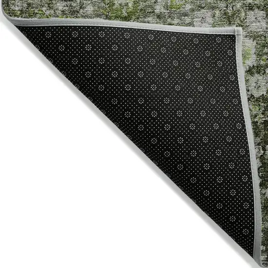 Green And Olive Green Oriental Washable Indoor Outdoor Area Rug Photo 3