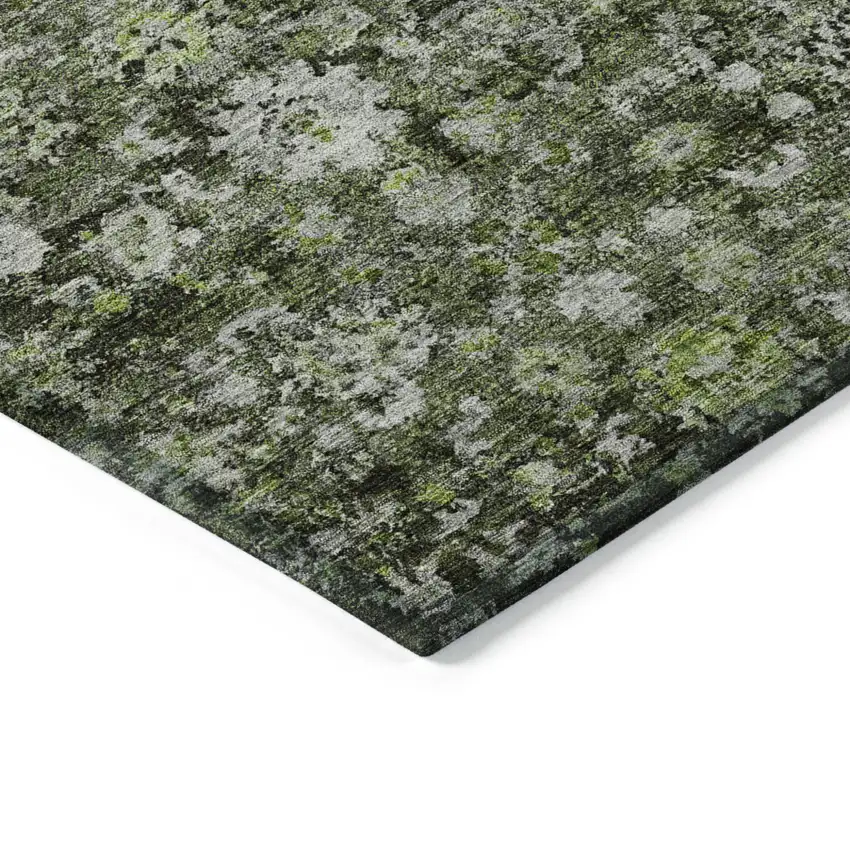 Green And Olive Green Oriental Washable Indoor Outdoor Area Rug Photo 4