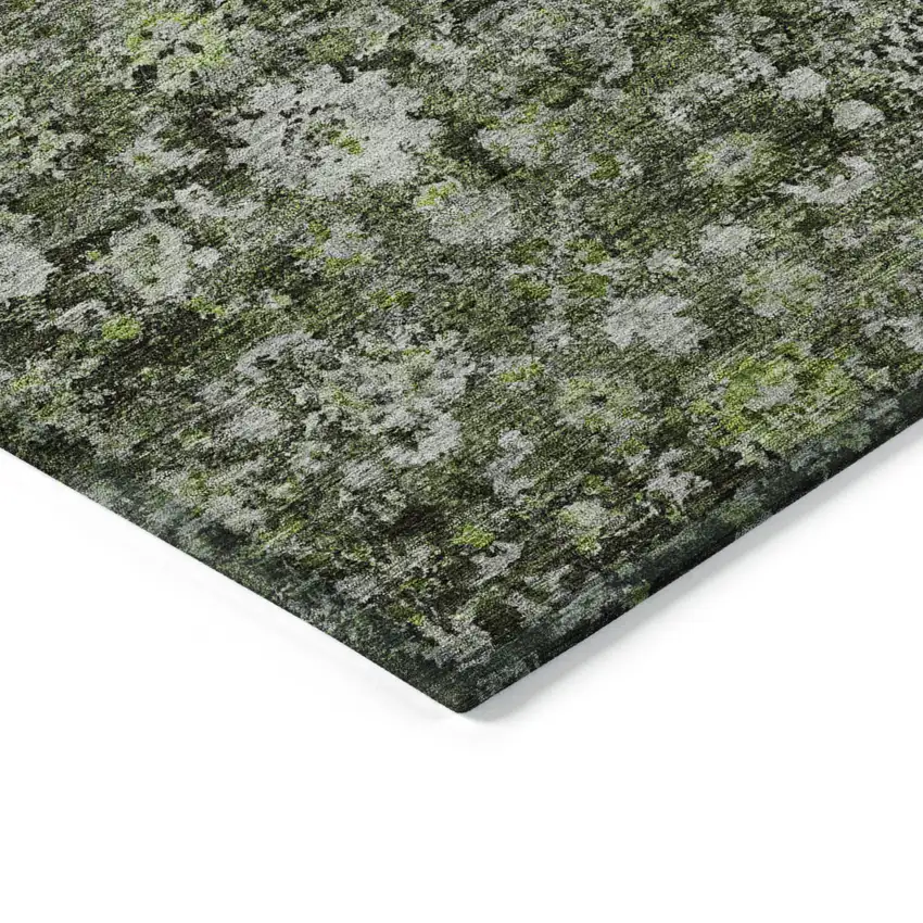 Green And Olive Green Oriental Washable Indoor Outdoor Area Rug Photo 4
