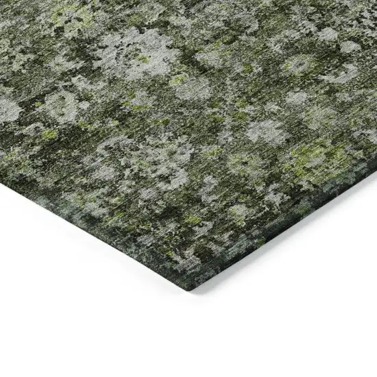 Green And Olive Green Oriental Washable Indoor Outdoor Area Rug Photo 4