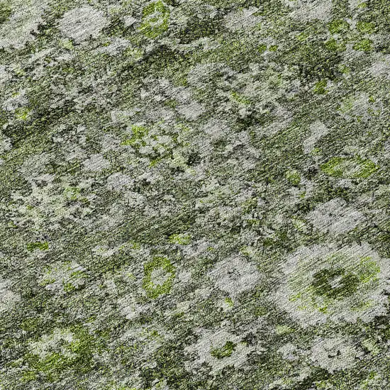 Green And Olive Green Oriental Washable Indoor Outdoor Area Rug Photo 8