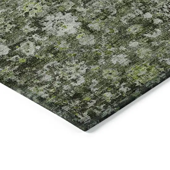 Green And Olive Green Oriental Washable Indoor Outdoor Area Rug Photo 4