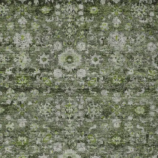 Green And Olive Green Oriental Washable Indoor Outdoor Area Rug Photo 6