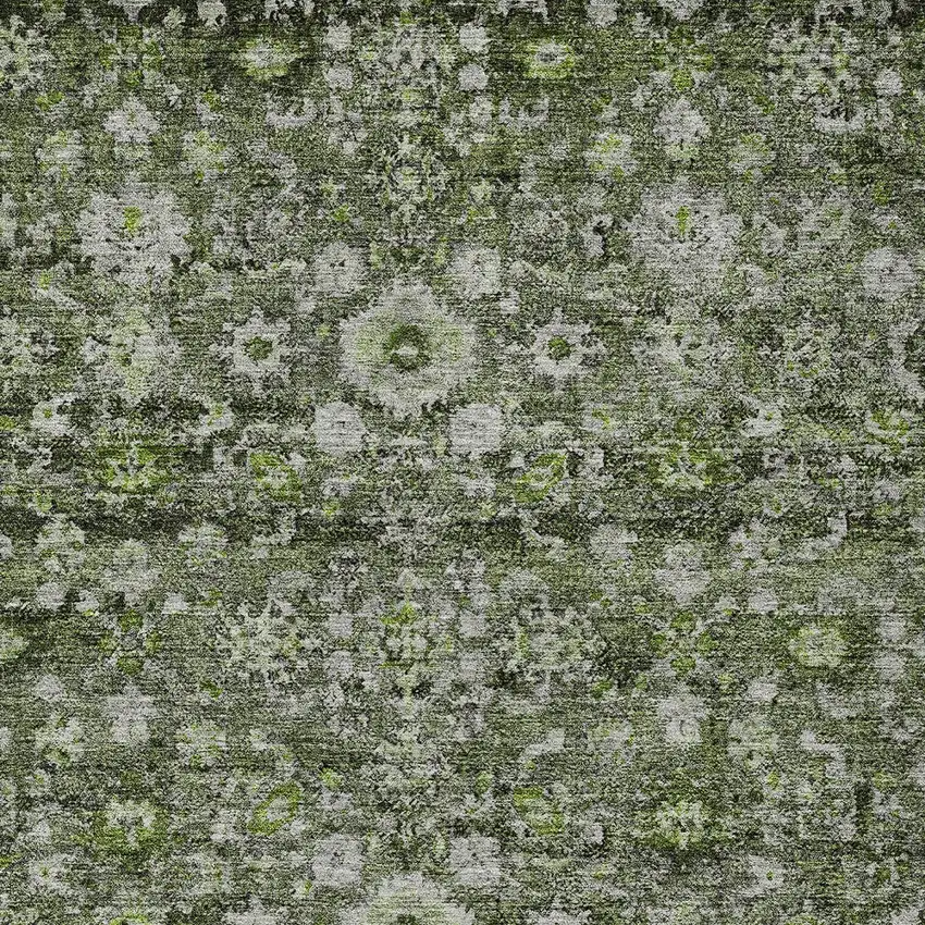 Green And Olive Green Oriental Washable Indoor Outdoor Area Rug Photo 6