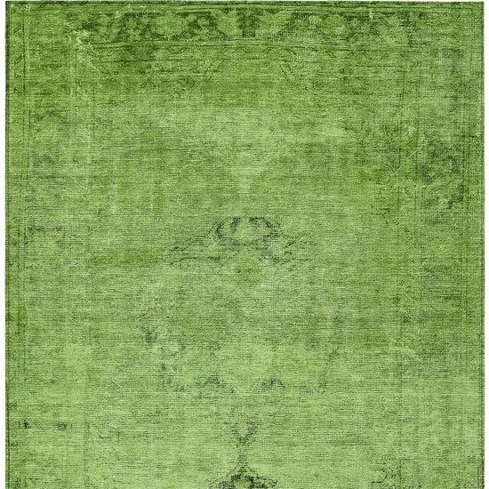 Green And Olive Green Oriental Washable Indoor Outdoor Area Rug Photo 6