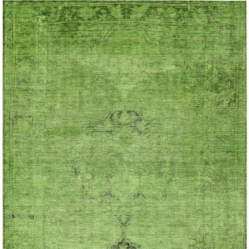 Green And Olive Green Oriental Washable Indoor Outdoor Area Rug Photo 5