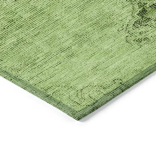 Green And Olive Green Oriental Washable Indoor Outdoor Area Rug Photo 4