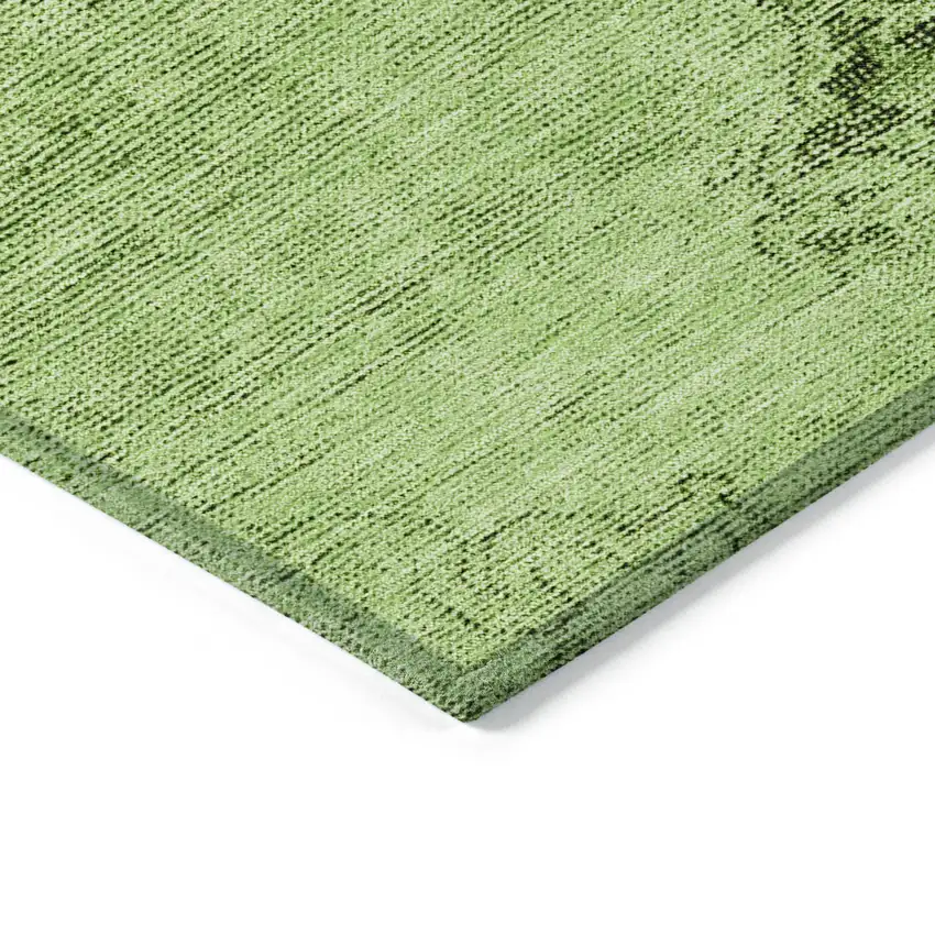 Green And Olive Green Oriental Washable Indoor Outdoor Area Rug Photo 4