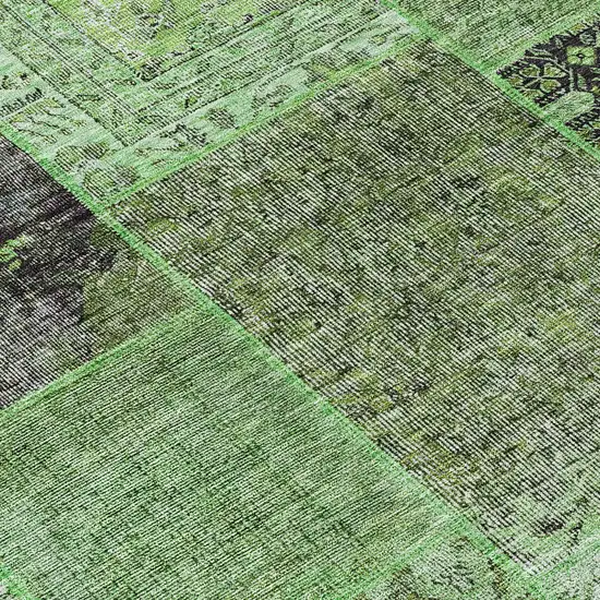 Green And Olive Green Patchwork Washable Indoor Outdoor Area Rug Photo 8