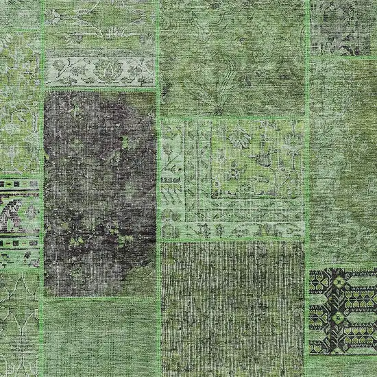 Green And Olive Green Patchwork Washable Indoor Outdoor Area Rug Photo 5