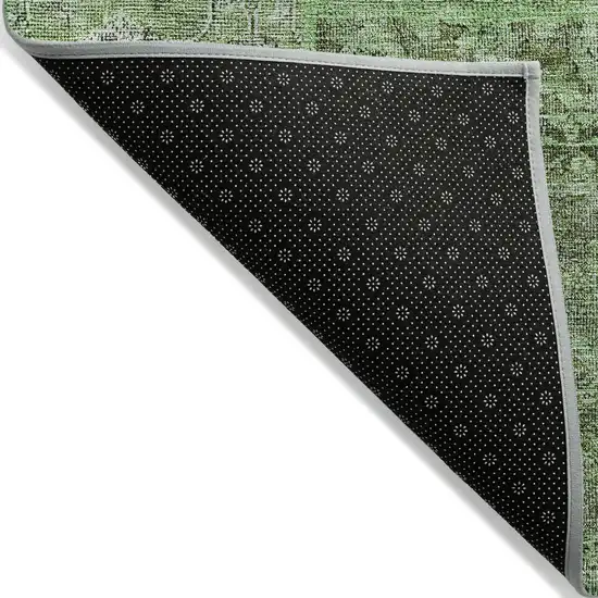 Green And Olive Green Patchwork Washable Indoor Outdoor Area Rug Photo 7