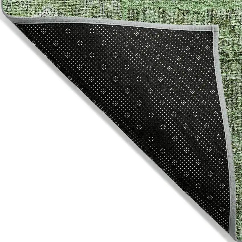 Green And Olive Green Patchwork Washable Indoor Outdoor Area Rug Photo 7