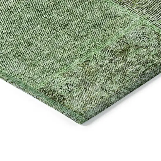 Green And Olive Green Patchwork Washable Indoor Outdoor Area Rug Photo 4