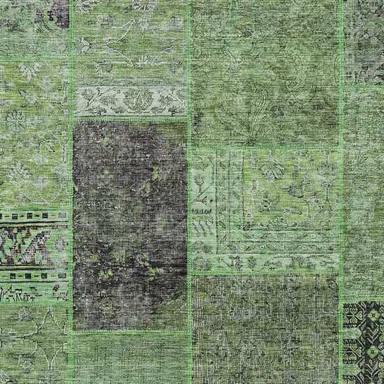 Green And Olive Green Patchwork Washable Indoor Outdoor Area Rug Photo 5