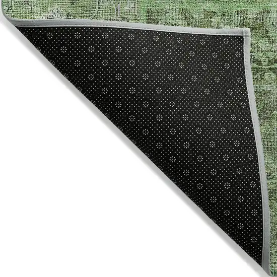 Green And Olive Green Patchwork Washable Indoor Outdoor Area Rug Photo 7