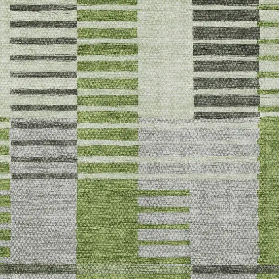 Green And Olive Green Striped Washable Indoor Outdoor Area Rug Photo 6