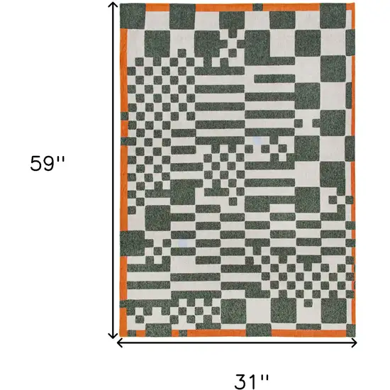 Green And Orange Geometric Washable Area Rug Photo 5