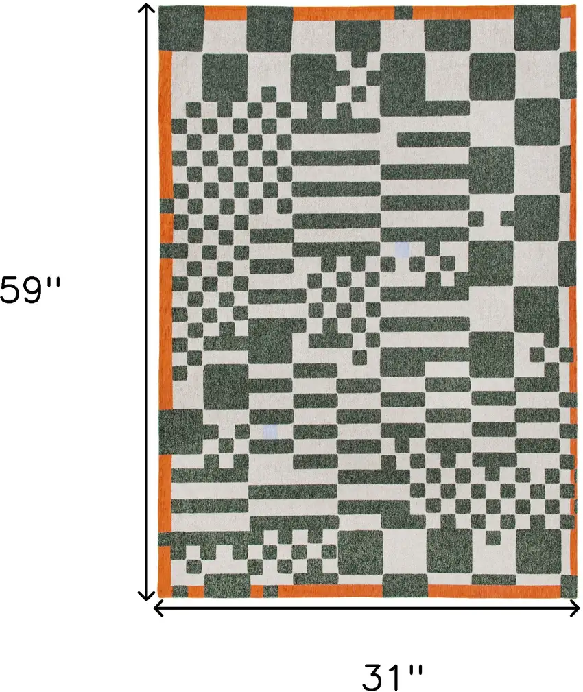 Green And Orange Geometric Washable Area Rug Photo 5
