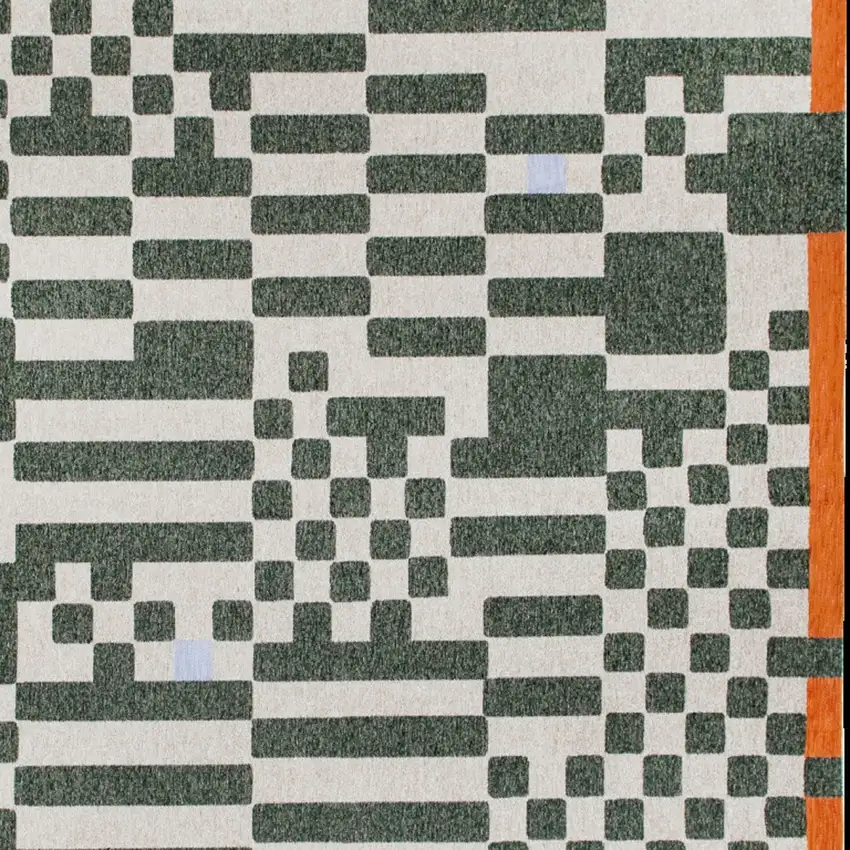 Green And Orange Geometric Washable Area Rug Photo 7