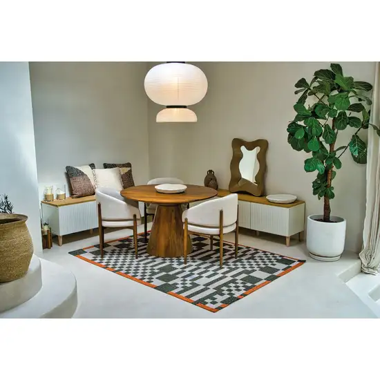 Green And Orange Geometric Washable Area Rug Photo 4