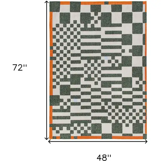 Green And Orange Geometric Washable Area Rug Photo 5