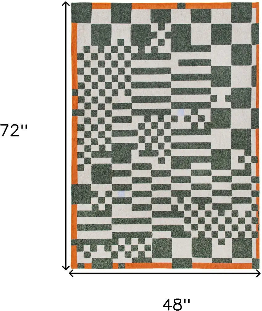 Green And Orange Geometric Washable Area Rug Photo 5