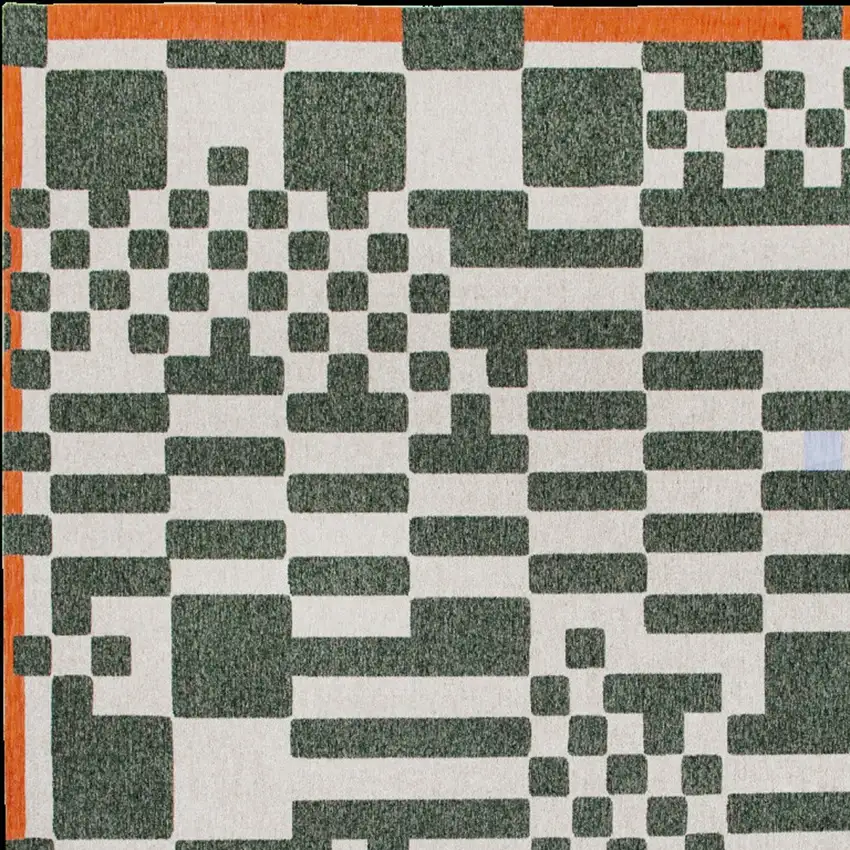 Green And Orange Geometric Washable Area Rug Photo 7