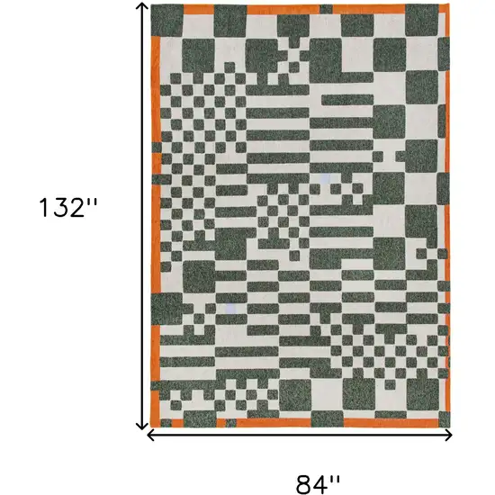 Green And Orange Geometric Washable Area Rug Photo 6
