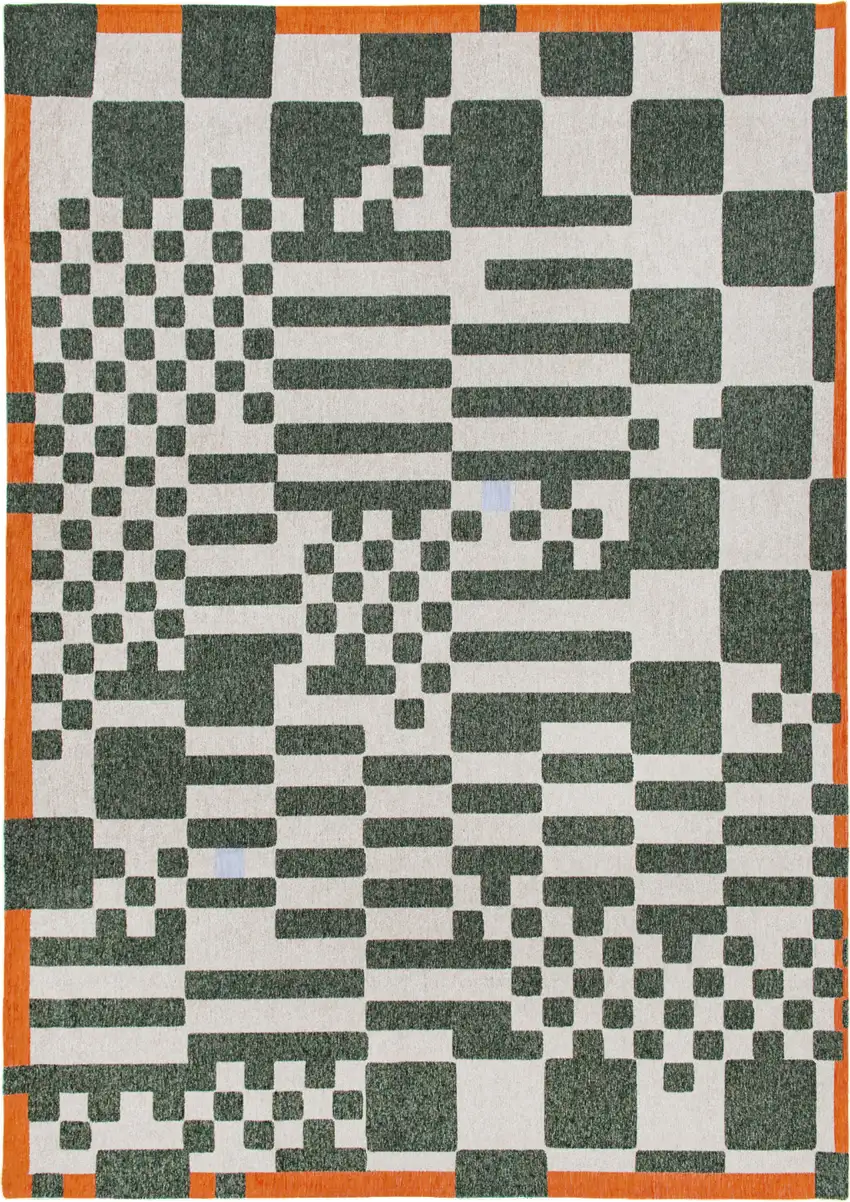 Green And Orange Geometric Washable Area Rug Photo 2