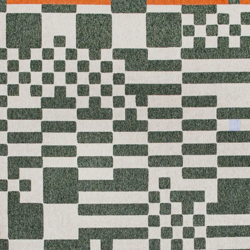 Green And Orange Geometric Washable Area Rug Photo 9