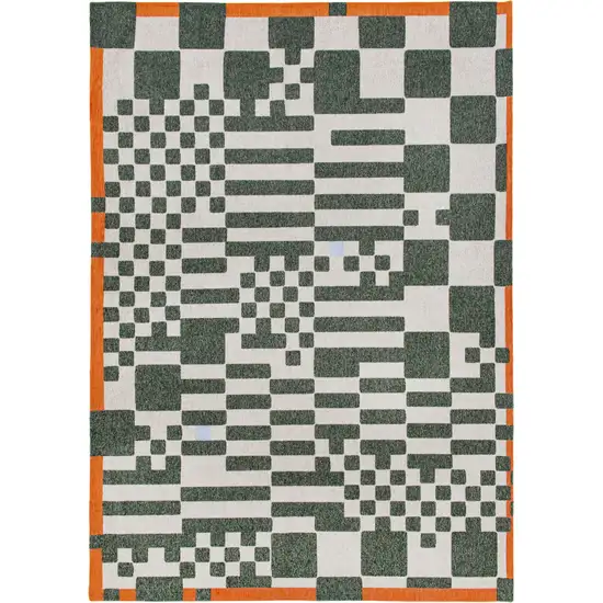 Green And Orange Geometric ,Washable, Area Rug Photo 2