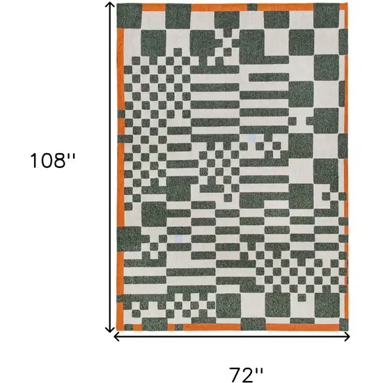 Green And Orange Geometric ,Washable, Area Rug Photo 6