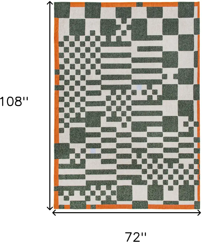 Green And Orange Geometric ,Washable, Area Rug Photo 6