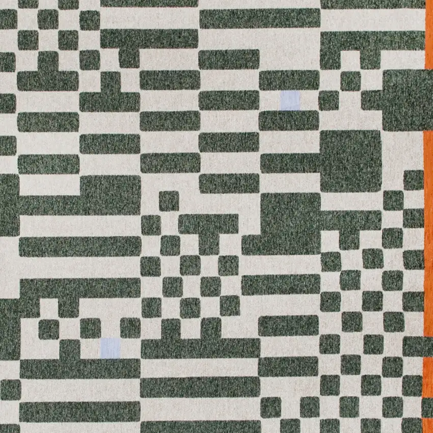 Green And Orange Geometric ,Washable, Area Rug Photo 8