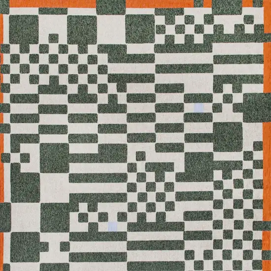 Green And Orange Geometric ,Washable, Area Rug Photo 9