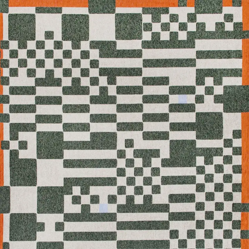 Green And Orange Geometric ,Washable, Area Rug Photo 9