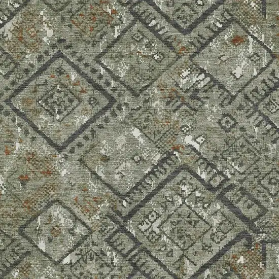 Green And Orange Geometric Washable Indoor Outdoor Area Rug Photo 2