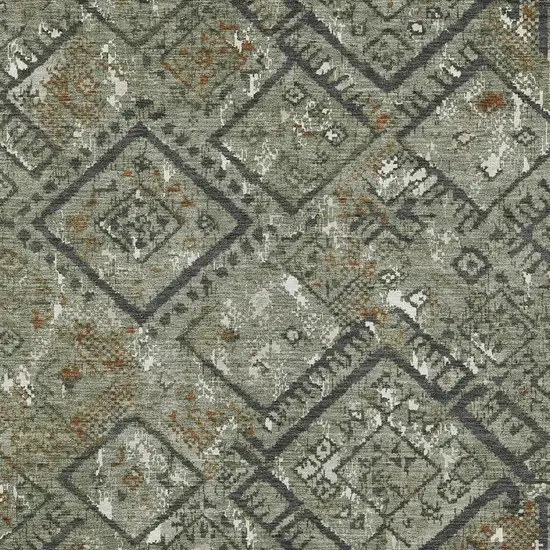 Green And Orange Geometric Washable Indoor Outdoor Area Rug Photo 2