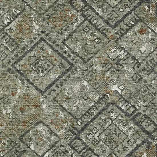 Green And Orange Geometric Washable Indoor Outdoor Area Rug Photo 2