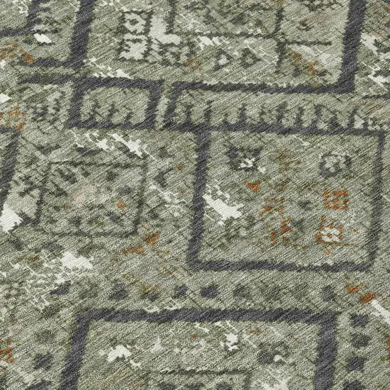 Green And Orange Geometric Washable Indoor Outdoor Area Rug Photo 9