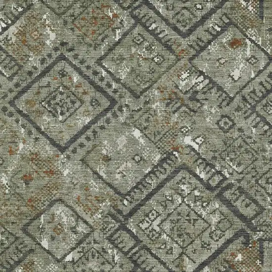 Green And Orange Geometric Washable Indoor Outdoor Area Rug Photo 2