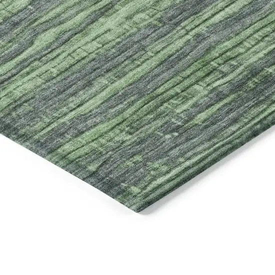 Green And Pale Aqua Striped Washable Indoor Outdoor Area Rug Photo 9