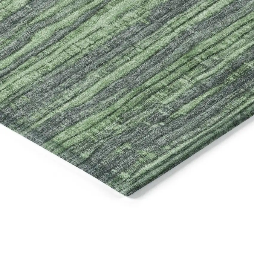 Green And Pale Aqua Striped Washable Indoor Outdoor Area Rug Photo 9