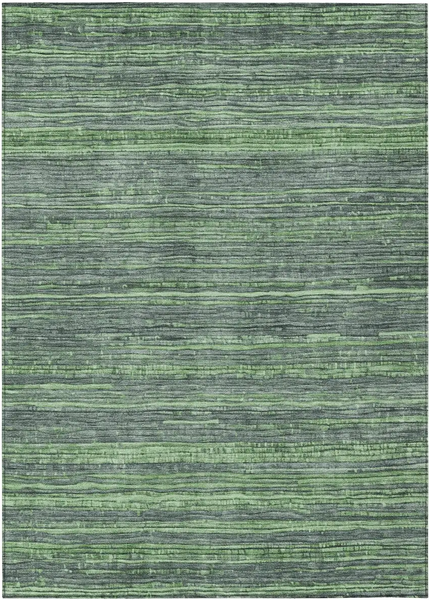 Green And Pale Aqua Striped Washable Indoor Outdoor Area Rug Photo 1